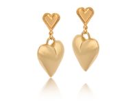 kolczyki pękate serduszka, wiszące na mniejszych serduszkach (p24/wio/33au)