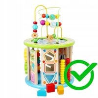 ZESTAW DREWNIANA KOSTKA EDUKACYJNA SORTER MONTESSORI 11w1 PREZENT KLOCKI