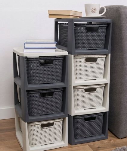 REGAŁ KOMODA STOJAK Z 2 KOSZAMI RATTAN BRANQ 1727A na Arena.pl