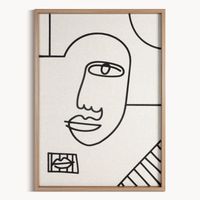 Obraz linearne usta 50x70 cm beżowy ręcznie malowany