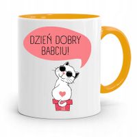 Kubek Żółty Dzień Babci Dzień Dobry Babciu Prezent Z Nadrukiem Ze Zdjęciem