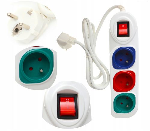 Przedłużacz 3 m Listwa 3 Gniazda z Włącznikiem Kraft&Dele na Arena.pl