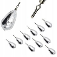 10 x CIĘŻAREK ŁEZKA Z KRĘTLIKIEM 6 g KLIPS Zacisk