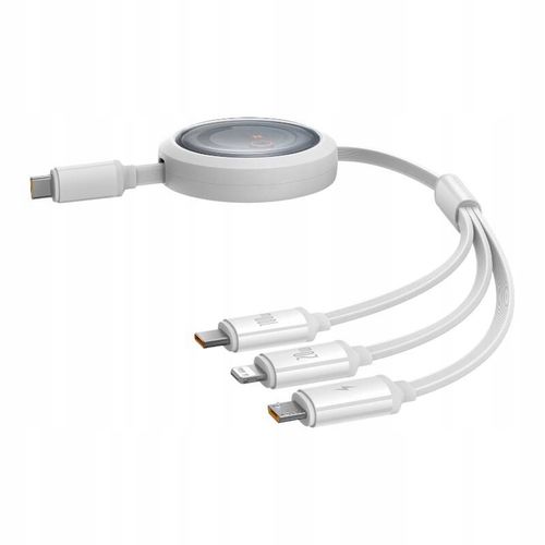Kabel USB Baseus Free2Draw Retractable Cable 3in1 100W 1,1m white na Arena.pl