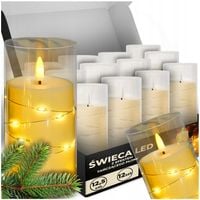 12X ŚWIECZKA ELEKTRYCZNY WKŁAD DO ZNICZY LED EFEKT PŁOMIENIA ZNICZ 12,5CM