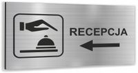 Tabliczka informacyjna na drzwi RECEPCJA Tablica nierdzewna SREBRNA druk UV