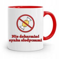 Kubek Czerwony Prezent Dla Syna Nie Dokarmiać Z Nadrukiem Ze Zdjęciem