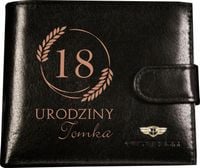 Portfel męski skórzany GRAWEROWANY prezent Z IMIENIEM 18 URODZINY