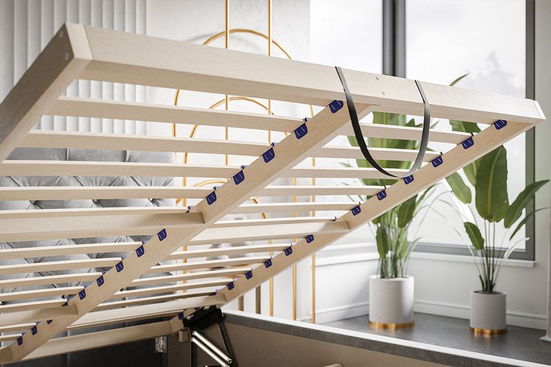 Łóżko tapicerowane LUX11 120x200 ze stelażem i pojemnikiem kryształki zdjęcie 9