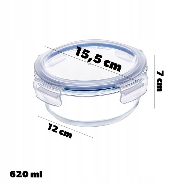 KADAX Szklany Pojemnik Na Żywność 620ml Z Pokrywką Śniadaniówka zdjęcie 3