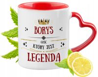 Dla Borysa Kubek Czerwony Z Uszkiem W Kształcie Serca Na Prezent