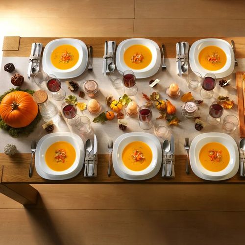 Serwis obiadowy na os 6 osób kwadratowy do zmywarki komplet talerzy biały na Arena.pl