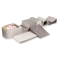 Największy piankowy plac zabaw z basenem micro Velvet lila + 100 piłek (złote, jasny róż, perła)