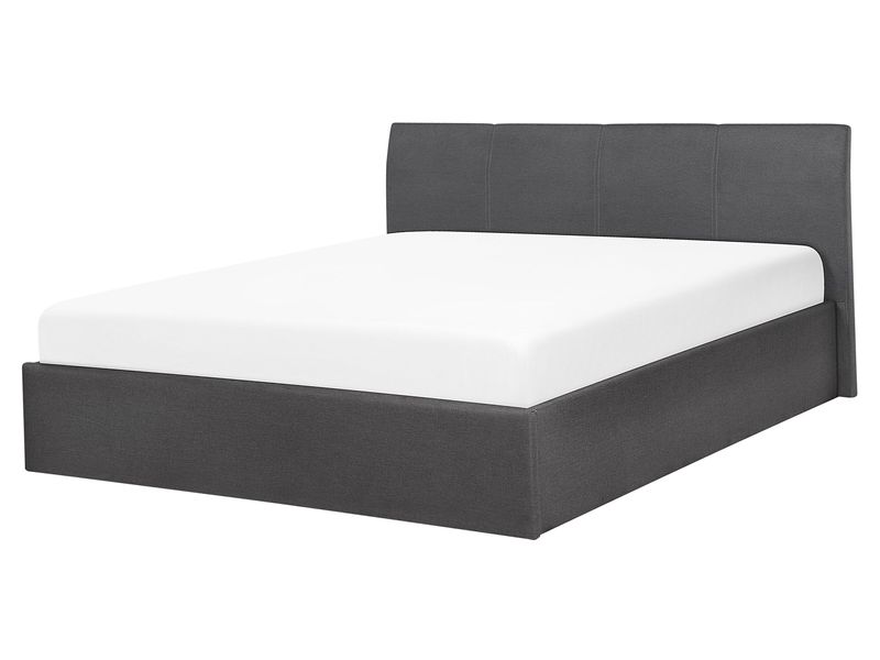 Łóżko z pojemnikiem tapicerowane 160 x 200 cm szare ORBEY zdjęcie 3