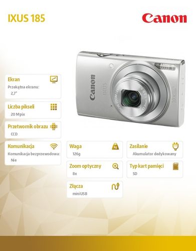 Canon IXUS 185 SILVER 1806C001AA na Arena.pl