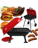 GRILL WĘGLOWY OGRODOWY RUSZT 43,5x43,5cm KÓŁKA Z POKRYWĄ PRZENOŚNY POKRYWA