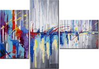 100CM 70CM ZEGAR 3 ELEM ABSTRAKCYJNY WODOSPAD ŚCIENNY OBRAZ