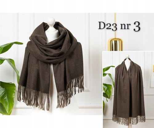 CIEPŁY SZAL KLASYCZNY SZALIK DAMSKI ELEGANCKI MODNY BRĄZOWY KOLORY na Arena.pl