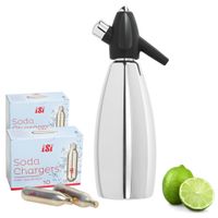 SYFON DO WODY SODOWEJ NIERDZEWNA BUTLA SATURATOR ISI + NABOJE CO2 20 SZTUK