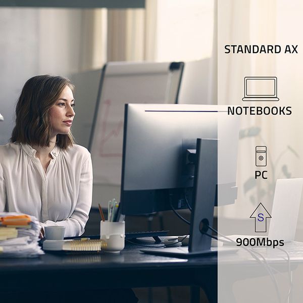 Qoltec Mini Adapter WiFi 6 AX 900Mbps USB Bluetooth 5.4 zdjęcie 3