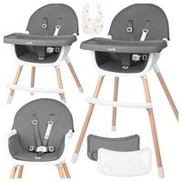 Krzesełko do Karmienia Składane Fotelik Regulowana Taca Pasy BITEO Grey 3w1