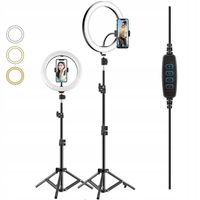 PROFESJONALNA Lampa Pierścieniowa LED ze Statywem Regulowanym 3 barwy świat