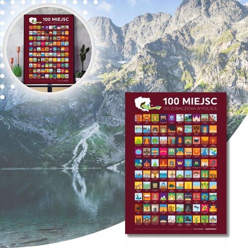 MAPA ZDRAPKA PLAKAT BUCKET LIST 100 MIEJSC POLSKA PREZENT NA URODZINY na Arena.pl