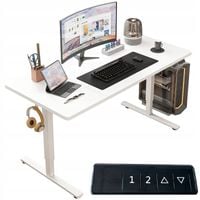 Biurko Elektryczne Regulowane 140x60cm Regulacja Wysokości Gamingowe Białe