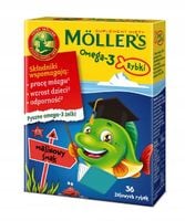 Mollers Omega-3 Rybki, żelki, smak malinowy, 36 szt.
