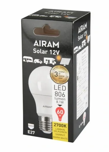 Żarówka LED 12V E27 8,1W/2700K A60 MAT AIRAM zdjęcie 1