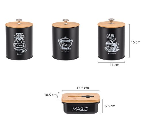 zestaw 3 pojemników kuchennych i maselniczka e-6057 na Arena.pl