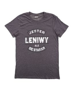 PEPCO Meski, szary t-shirt "JESTEM LENIWY, ALE SIĘ STARAM" XL
