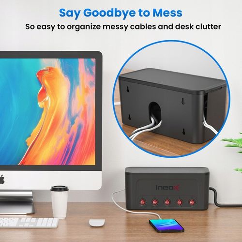 Listwa Zasilająca Organizer Na Przewody 5x AC + 4x USB Ineox LZO-1B Czarny na Arena.pl