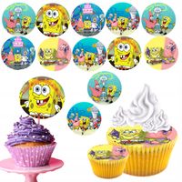 OPŁATEK na BABECZKI MUFFINKI zestaw na urodziny 12szt. - SPONGEBOB BAJKA