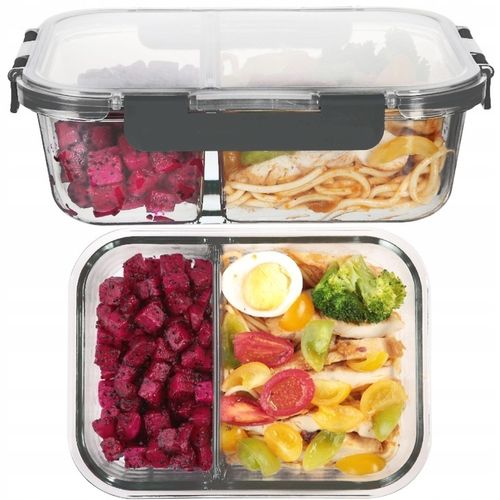 LUNCHBOX POJEMNIK SZKLANY NA ŻYWNOŚĆ ZESTAW 3SZT DWUKOMOROWE HERMETYCZNE na Arena.pl