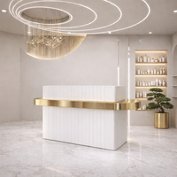 Biała - złota recepcja ryflowana podświetlana Premium 130x60x100