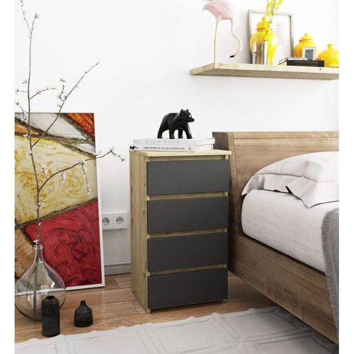 Szafka, STILO, 4 szuflady, 40 cm, dąb artisan, grafit szary| TYLETEGOTU na Arena.pl