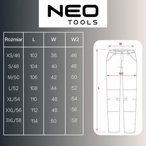 NEO Spodnie Robocze Męskie Jeans z Paskiem - Seria DENIM Stretch MOCNE na Arena.pl