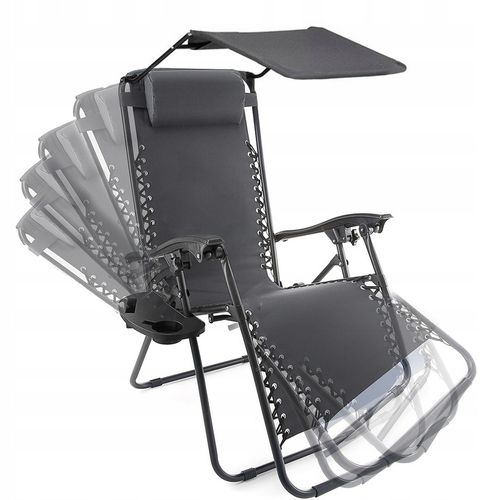LEŻAK Z DASZKIEM SKŁADANY ZERO GRAVITY PLAŻOWY 2W1 FOTEL OGRODOWY GRATIS- na Arena.pl