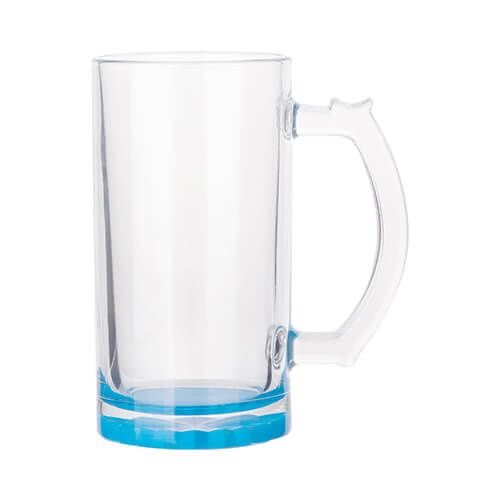 Kufel szklany 470 ml do sublimacji - błękitne dno zdjęcie 1