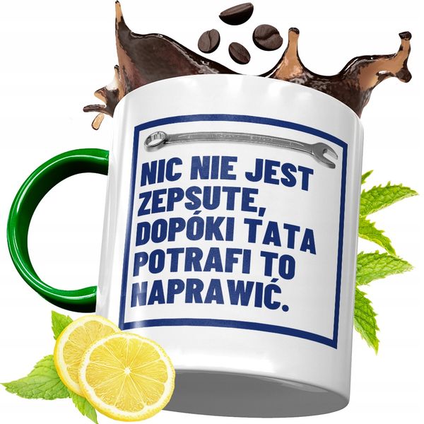 Kubek Zielony Dla Taty Tatusia Na Urodziny Prezent Z Nadrukiem Ze Zdjęciem zdjęcie 1