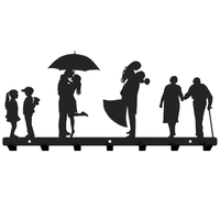 Metalowy wieszak ścienny na ubrania i klucze loft LIVE RODZINA ŻYCIE czarny