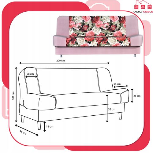 Kanapa sofa Sara Print Duo rozkładana wersalka spania bonell łóżko na Arena.pl