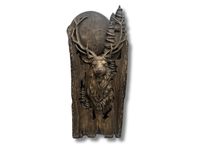 Płaskorzeźba Drewniana Jeleń z Księżycem Obraz z Drewna Prezent Myśliwy 50