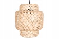 LAMPA SUFITOWA WISZĄCA PLECIONY BEŻOWY BAMBUSOWY KLOSZ Ø 30 cm