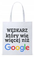 Dla Wędkarza Rybaka Torba Eco Biała Shopper Z Nadrukiem Ze Zdjęciem