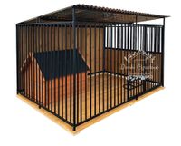 Kojec dla psów 2,5x2m  ściany zabudowane drewnem - Drewniana podłoga ID594