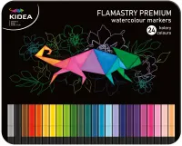 Flamastry Kwadratowe W Metalowym Pudłeku 24 kolory Kidea