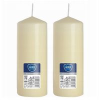 ZESTAW 2 ŚWIEC STOŁOWYCH WALEC KLASYCZNA ŚWIECZKA 15cm 48h ECRU