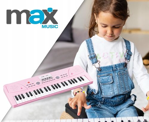Keyboard dla dziewczynki 49 klawiszy akumulator/ mikrofon KD49P Max różowy na Arena.pl
